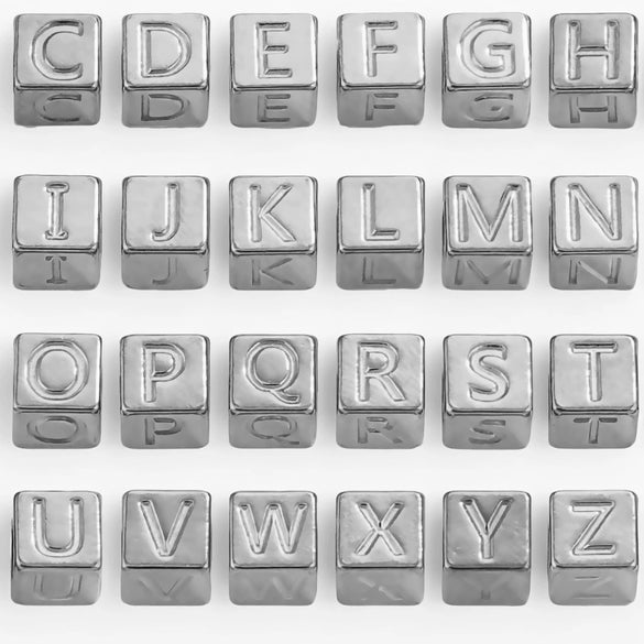 Wholesale Stainless Steel Beaded Square Diy Loose Beads With English Letter Pattern For Titanium Steel Bracelet Accessories Electroplated Minimalist Style