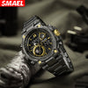 Wholesale Stainless Steel Belt Men's Multifunctional Electronic Quartz Watch With Dual Time Calendar And Round Dial Waterproof And Leisure Style
