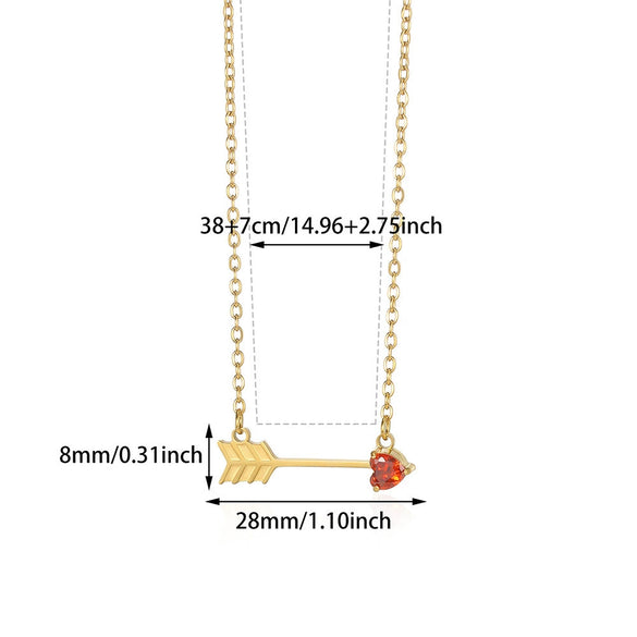 Wholesale Stainless Steel Birthstone Necklace With Arrow Piercing Heart Pendant Electroplated In 18K Gold