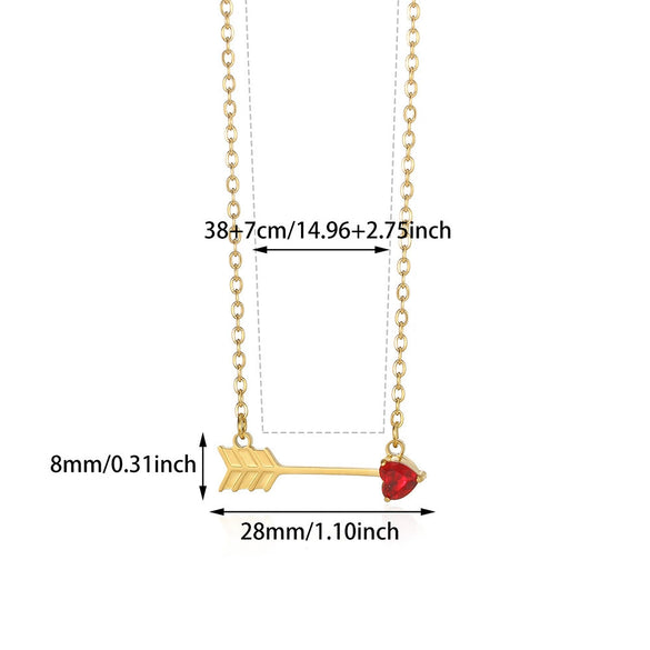 Wholesale Stainless Steel Birthstone Necklace With Arrow Piercing Heart Pendant Electroplated In 18K Gold