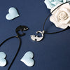 Wholesale Stainless Steel Black And White Cat Pendant Necklace Creative Kitten Hug Shape Couple Style Electroplated With Leather Rope