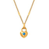 Wholesale Stainless Steel Blue Turquoise Love Lock Pendant Collarbone Necklace For Women Electroplated Geometric Minimalist Style