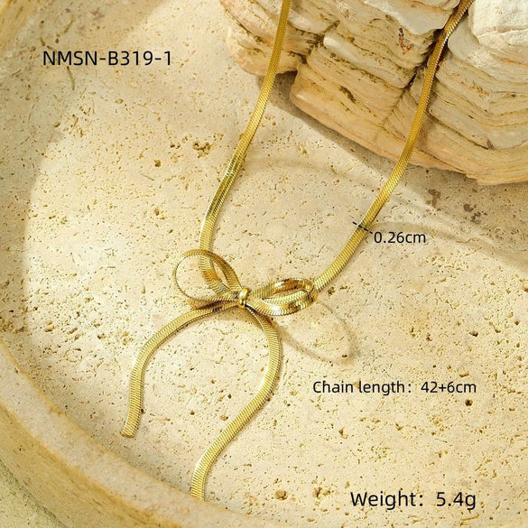 Wholesale Stainless Steel Bow Clavicle Chain Jewelry Electroplated Fashion Style