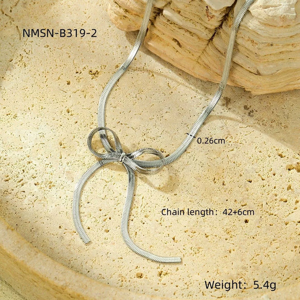 Wholesale Stainless Steel Bow Clavicle Chain Jewelry Electroplated Fashion Style