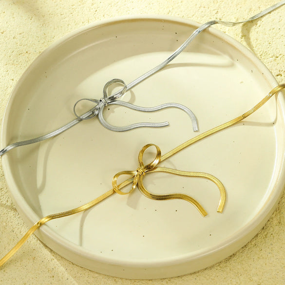 Wholesale Stainless Steel Bow Clavicle Chain Jewelry Electroplated Fashion Style