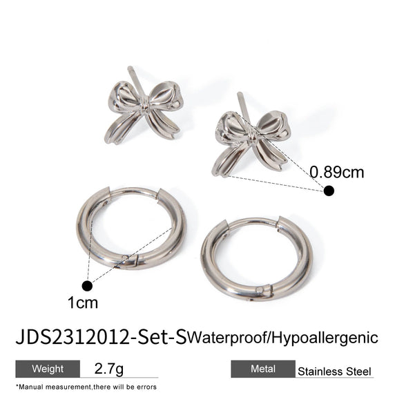 Wholesale Stainless Steel Bow Coil Earrings Jewelry With Electroplating