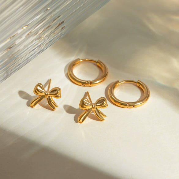 Wholesale Stainless Steel Bow Coil Earrings Jewelry With Electroplating