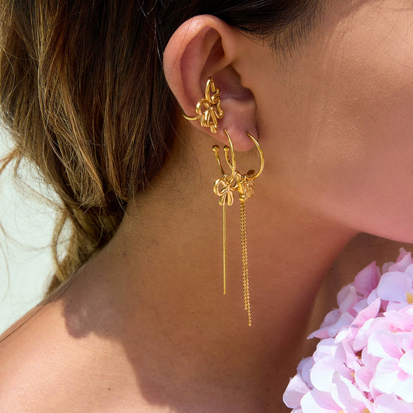 Wholesale Stainless Steel Bow Cshaped Electroplated Earrings For Women