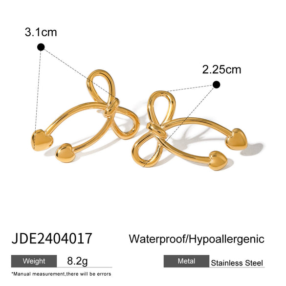 Wholesale Stainless Steel Bow Earrings And Butterfly Necklace With Electroplating And Unique Design