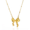 Wholesale Stainless Steel Bow Earrings And Clavicle Chain Set With 18K Gold Electroplating For Women