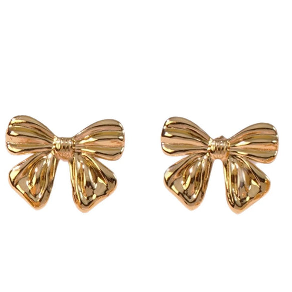 Wholesale Stainless Steel Bow Earrings Electroplated Trendy Style For Women