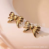 Wholesale Stainless Steel Bow Earrings Electroplated Trendy Style For Women