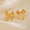 Wholesale Stainless Steel Bow Earrings 18K Gold Plated Hip Hop Style For Women