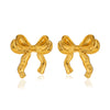 Wholesale Stainless Steel Bow Earrings 18K Gold Plated Hip Hop Style For Women