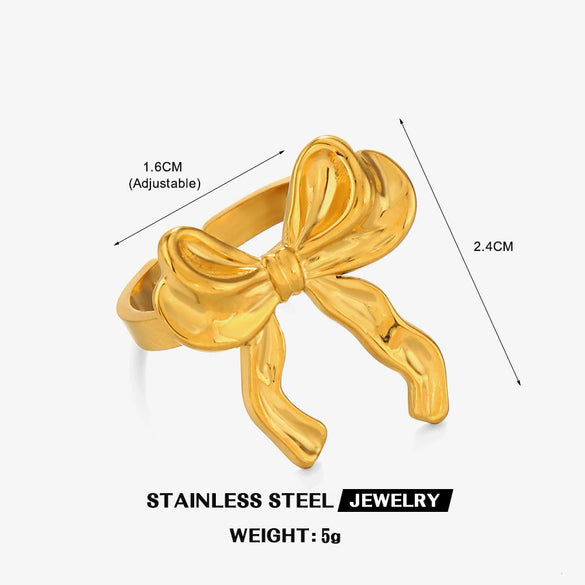 Wholesale Stainless Steel Bow Earrings 18K Gold Plated Hip Hop Style For Women