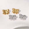 Wholesale Stainless Steel Bow Earrings Minimalist Style Gold Plated