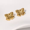 Wholesale Stainless Steel Bow Earrings Minimalist Style Gold Plated
