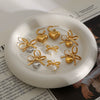 Wholesale Stainless Steel Bow Earrings With Geometric Design And Electroplating For Women