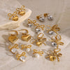 Wholesale Stainless Steel Bow Earrings With Geometric Design And Electroplating For Women