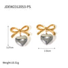Wholesale Stainless Steel Bow Earrings With Geometric Design And Electroplating For Women