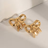 Wholesale Stainless Steel Bow Earrings With 18K Gold Electroplating For Women