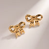 Wholesale Stainless Steel Bow Earrings With 18K Gold Electroplating For Women