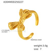 Wholesale Stainless Steel Bow Geometric Open Ring Pvd Electroplated 18K Gold For Women Light Luxury Style