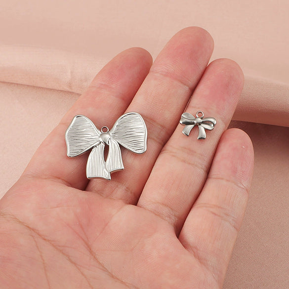 Wholesale Stainless Steel Bow Handmade Diy Pendant Necklace Jewelry Accessories With Electroplating