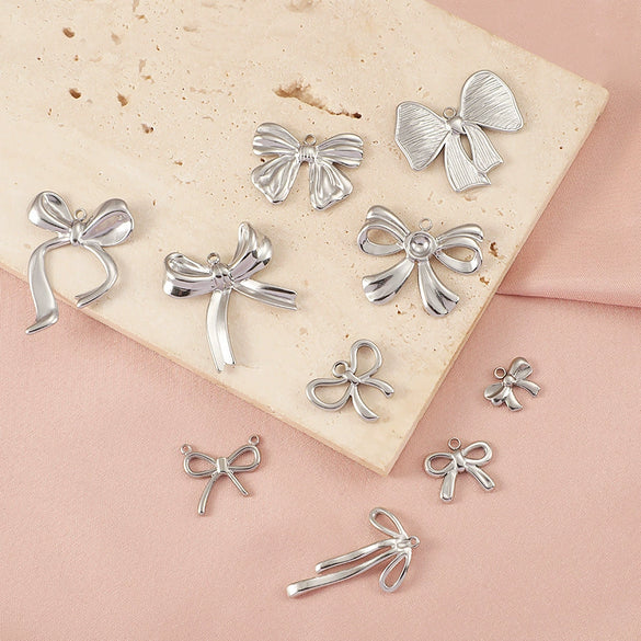 Wholesale Stainless Steel Bow Handmade Diy Pendant Necklace Jewelry Accessories With Electroplating