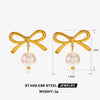 Wholesale Stainless Steel Bow Handmade 18K Goldplated Women's Earrings