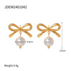 Wholesale Stainless Steel Bow Heart Shape Earrings For Women With Electroplating Design And Zircon