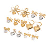 Wholesale Stainless Steel Bow Heart Shape Earrings For Women With Electroplating Design And Zircon