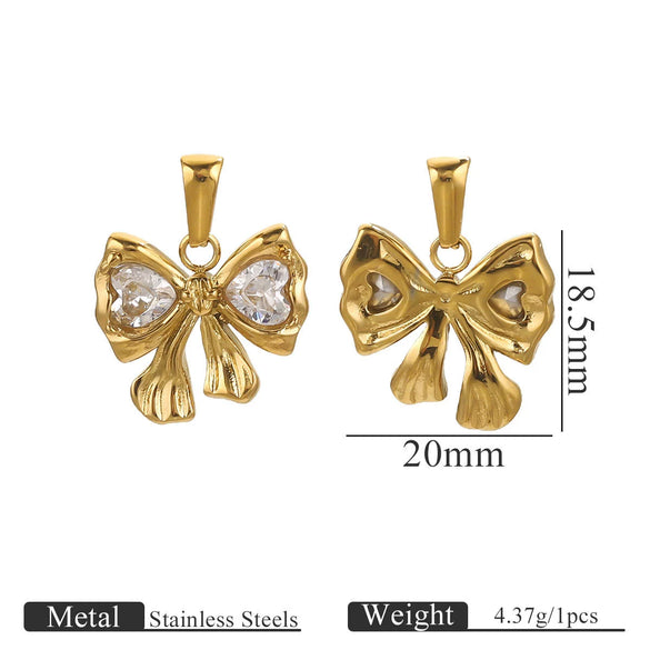 Wholesale Stainless Steel Bow Jewelry Pendant With Electroplating Craft And Handmade Style