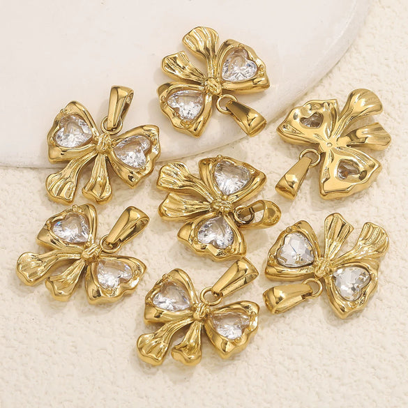 Wholesale Stainless Steel Bow Jewelry Pendant With Electroplating Craft And Handmade Style