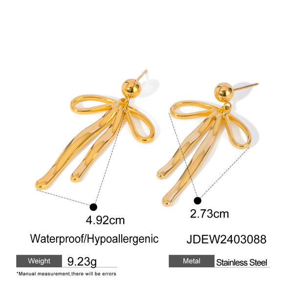Wholesale Stainless Steel Bow Pendant Earrings Jewelry For Female With Electroplating Treatment