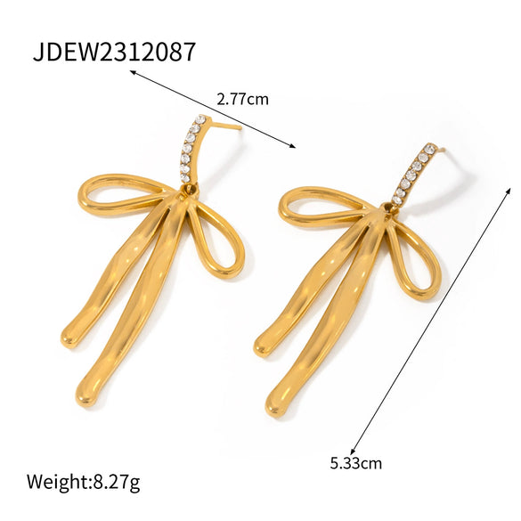 Wholesale Stainless Steel Bow Pendant Earrings Jewelry For Female With Electroplating Treatment
