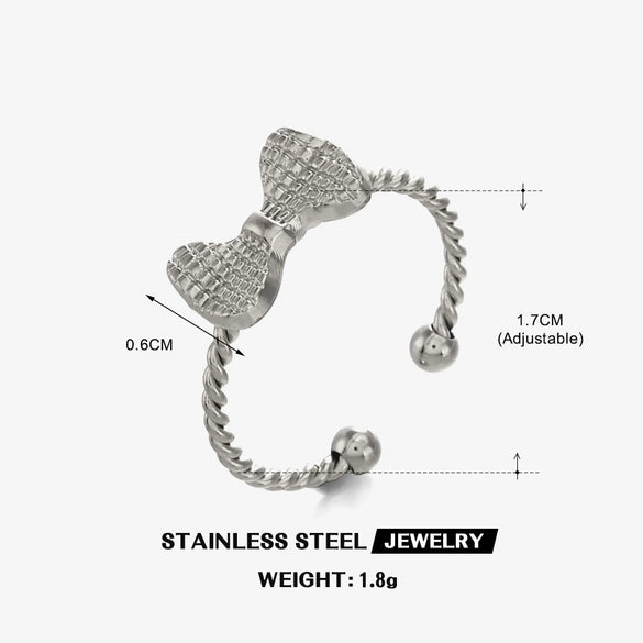 Wholesale Stainless Steel Bow Ring Ladies Style 18K Goldplated