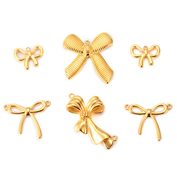 Wholesale Stainless Steel Bow Shaped Pendant Jewelry Accessories With Electroplating Treatment