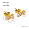 Wholesale Stainless Steel Bow Stud Earrings For Women Light Luxury Simple Style With Diamond Design