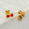 Wholesale Stainless Steel Bow Stud Earrings For Women Light Luxury Simple Style With Diamond Design