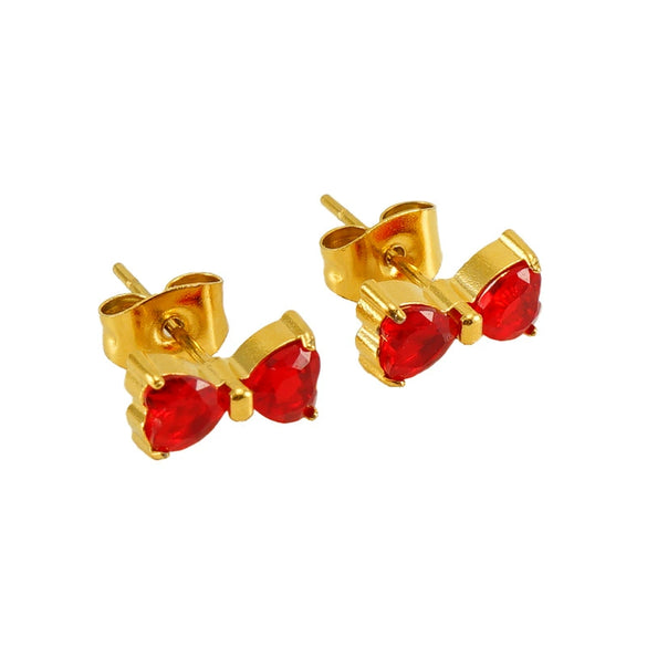 Wholesale Stainless Steel Bow Stud Earrings For Women Light Luxury Simple Style With Diamond Design