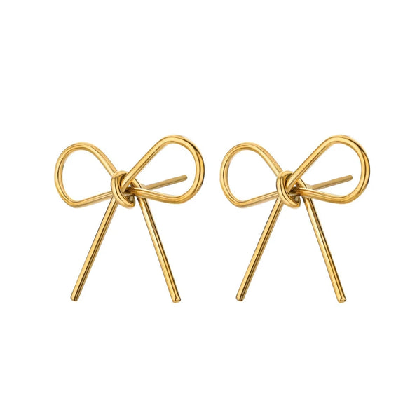 Wholesale Stainless Steel Bow Tie Earrings For Women Electroplated Fashionable Normcore Style Jewelry
