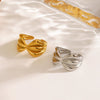 Wholesale Stainless Steel Bow Tie Ring With 18K Gold Plated Electroplating For Ladies