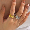 Wholesale Stainless Steel Bow Tie Ring With 18K Gold Plated Electroplating For Ladies