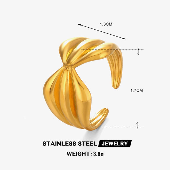 Wholesale Stainless Steel Bow Tie Ring With 18K Gold Plated Electroplating For Ladies
