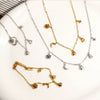 Wholesale Stainless Steel Bracelet And Necklace Set With Simple Animal Pendant In Penguin Paw Moon Flower Bear Pig Shapes Electroplated