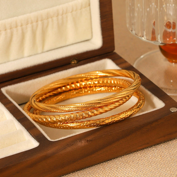 Wholesale Stainless Steel Bracelet Ins Style Minimalist Hollow Texture Electroplated For Women