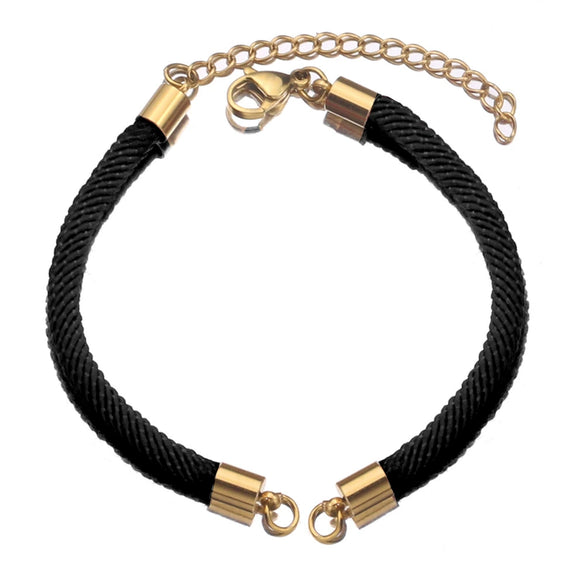 Wholesale Stainless Steel Braided Rope Connector Bracelet Jewelry Making Supplies With Electroplating Treatment
