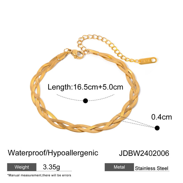 Wholesale Stainless Steel Braided Snake Bone Chain Bracelet Electroplated Unisex