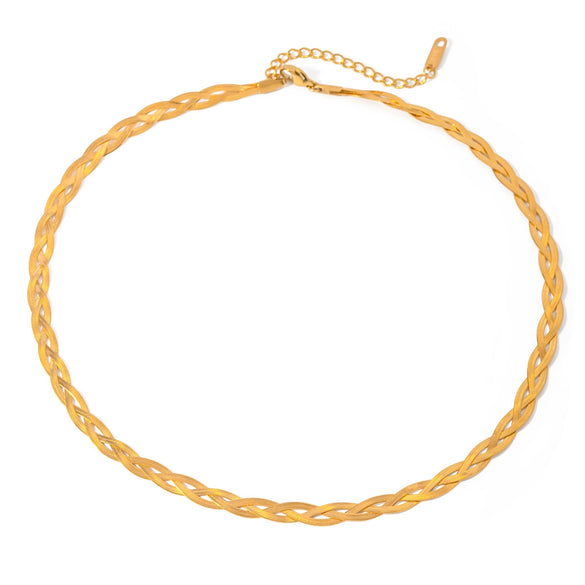 Wholesale Stainless Steel Braided Snake Bone Chain Necklace With Electroplating Treatment